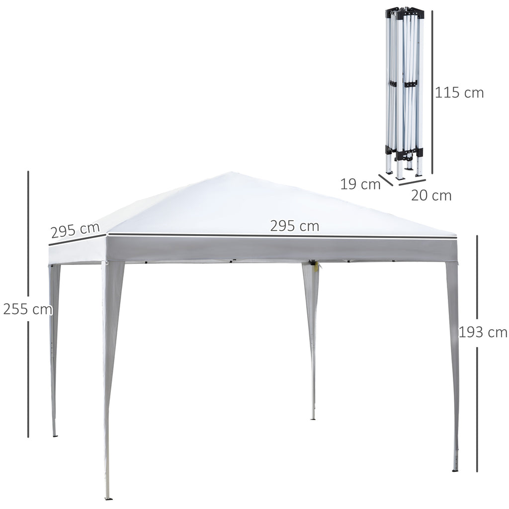 Tenda Dobrável 2,95x2,95 cm com Bolsa de Transporte Altura Ajustável Anti-UV e Impermeável para Terraço Pátio e Praia Branco Prateado — foto 3