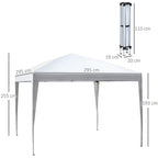 Tenda Dobrável 2,95x2,95 cm com Bolsa de Transporte Altura Ajustável Anti-UV e Impermeável para Terraço Pátio e Praia Branco Prateado — foto 3