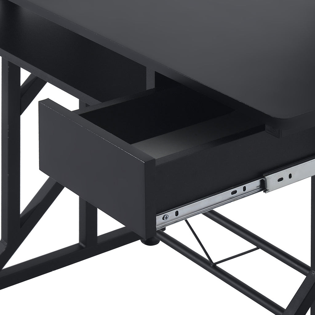 Mesa de Computador com 1 Gaveta Bandeja para Teclado e Suporte para CPU para Escritório Estúdio 90x50x95 cm Preto — foto 7