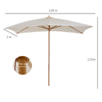 Chapéu de Sol de Jardim com Sistema de Polia Teto Ventilado e Mastro de Madeira para Terraço Pátio Exterior 2,95x2x2,55m Creme — foto 3