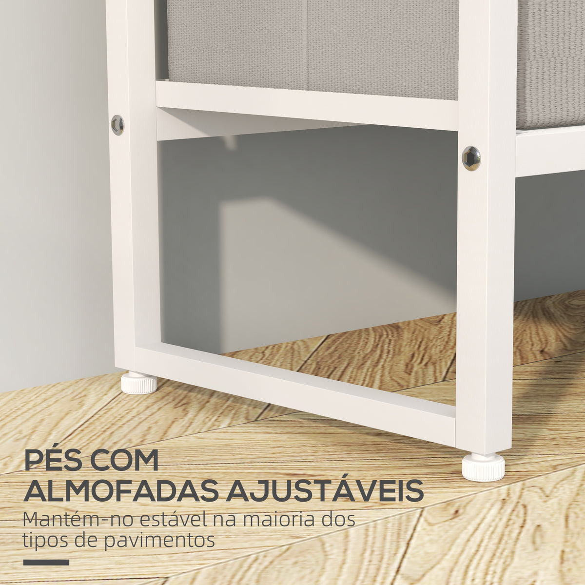Suporte para Cabides com 3 Gavetas de Tecido Barra para Pendurar e Prateleira de Armazenamento para Entrada Quarto Sala 58,5x30x178 cm Natural — foto 7