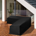 Capa Protetora para Móveis de Jardim em Forma de L Cobertura para Sofás Exterior com Fivelas de Tração Tecido Oxford 600D Impermeável 260x192x82cm Preto — foto 2