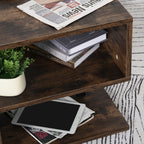 Mesa de apoio para sofá Mesa de centro para sala de estar Mesa de apoio estilo industrial em S com prateleiras em 3 níveis 48x48x48 cm Cor Madeira envelhecida — foto 8