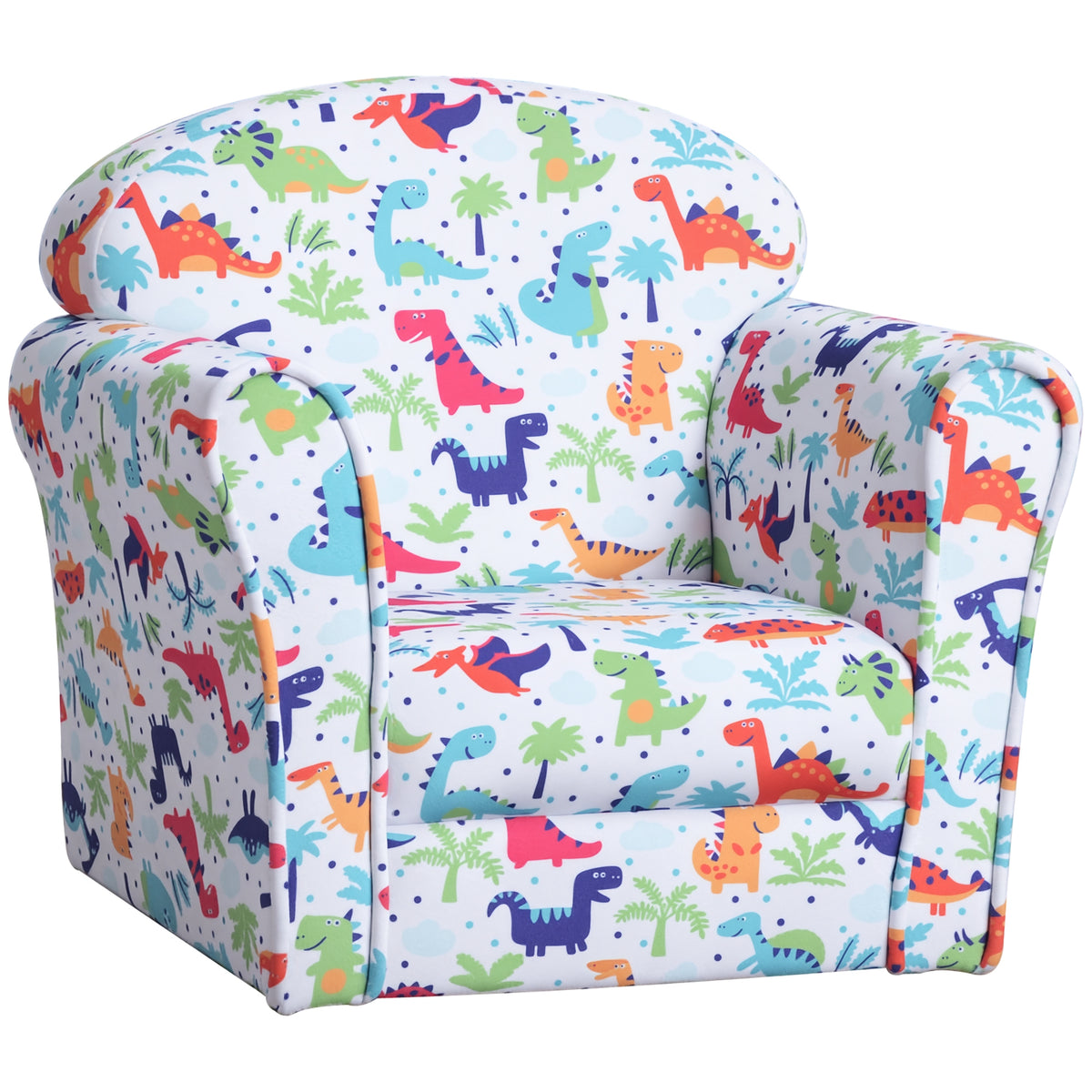Poltrona para Crianças acima de 3 Anos com Desenhos de Foguete Estrutura de Madeira e Estofado em Flanela 50x39x44 cm Multicor — foto 1