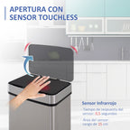 Balde de Lixo 72 L com Abertura Automática Balde de Lixo de Aço Inoxidável e Reciclagem para Cozinha 42x30x81 cm Prata — foto 4