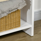 Mesa Consola com 2 Gavetas e Prateleira de Armazenamento Móvel de Entrada para Corredor Sala de Estar Estilo Moderno Anti-Rolamento Carga Máxima 50kg 101,6x28x76,2cm Branco — foto 9