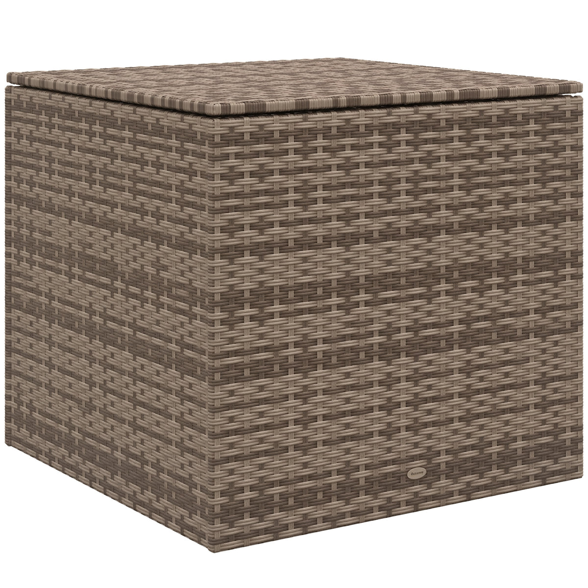 Baú de Armazenamento de Vime Sintético 75x75x70 cm Baú de Exterior com Haste de Ar e Estrutura de Aço Carga 50 kg Cáqui — foto 1
