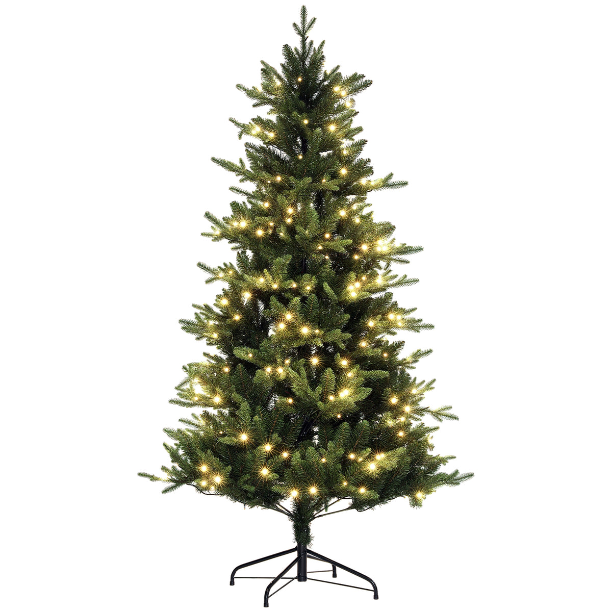 Árvore de Natal 180 cm Árvore de Natal Artificial com 350 Luzes LED 726 Ramos e Suporte de Aço Decoração de Natal para Sala de Estar Interior Ø114x180 cm Verde — foto 1