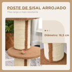 Arranhador para Gatos Altura 91 cm Arranhador para Gatos de 3 Níveis com Ninho Plataforma e Poste de Sisal 45x45x91 cm Marrom Claro — foto 6