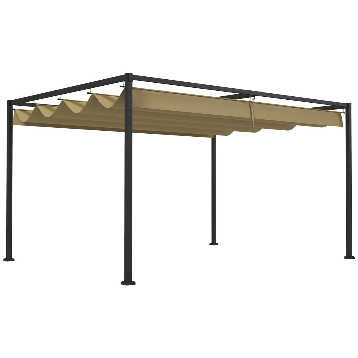 Pérgola 298x213x221 cm Pérgola de Jardim com Teto Retrátil de Poliéster com Revestimento Resistente para Celebrações Festas Casamento Caqui — foto 1