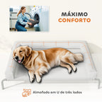 Cama Elevada para Cães com Latertais Amovíveis Cama Elevada para Cães Grandes Portátil com Malha Respirável Estrutura de Aço para Interior e Exterior 130x90x30 cm Cinza Claro — foto 5