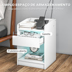 Mesa de Cabeceira com Luzes LED Mesa de Cabeceira com Gaveta Prateleira Estação de Carregamento Entrada USB e Controlo Remoto 40x40x58 cm Branco - Modelo 1 — foto 6