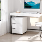 Bloco de Gavetas para Escritório Móvel de Escritório Bloco de Gavetas com 3 Gavetas e 4 Rodas 40x50x57,5 cm Branco — foto 2