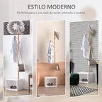 Cabide de Pé com Sapateira Cabide Tipo Árvore Moderno 6 Ganchos para Pendurar Roupa Malas Banco com Arrumação Corredor de Entrada Bambu 40x30x180cm — foto 4