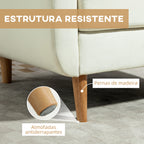 Poltrona Sala de Estar Moderna Poltrona Dormitório com Apoio para os Braços e Pés de Madeira Sofá Individual para Escritório Carga 125 kg 78x70x75 cm Creme — foto 7