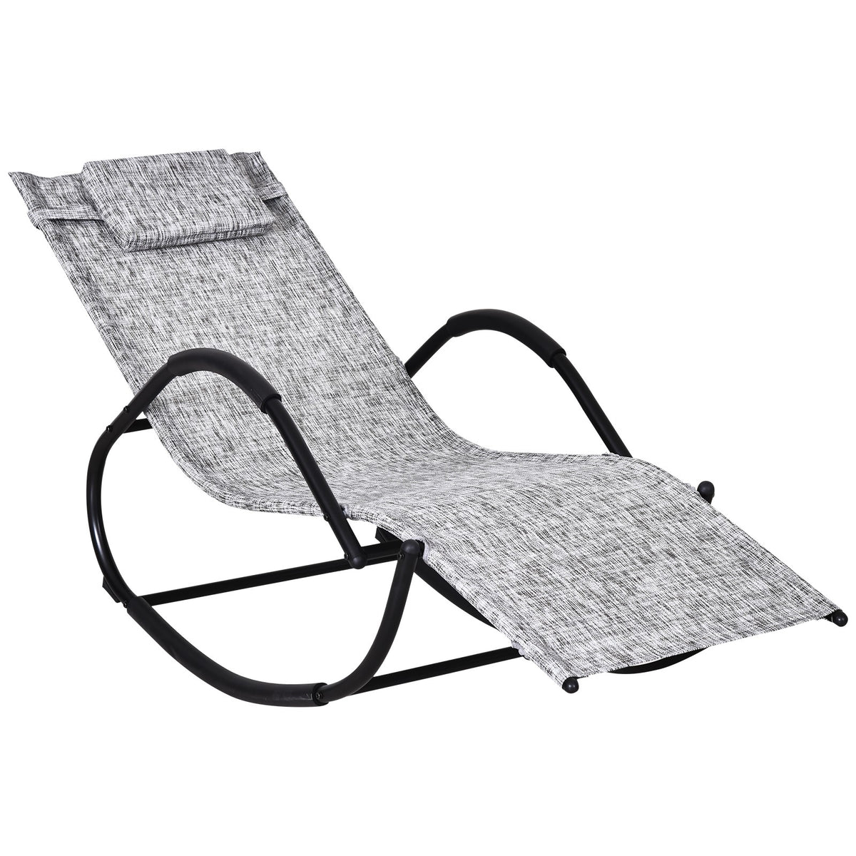 Espreguiçadeira Baloiço de Jardim com Apoio para os Braços Almofada para a Cabeça Removível Espreguiçadeira Gravidade Zero com Tecido Transpirável para pátio Terraço 160x61x79cm Cinza — foto 1