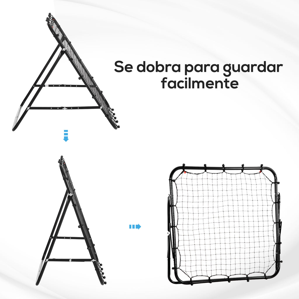 Rede de Rebote de Metal Rede de Rebote com Ângulo Ajustável e 20 Cordas Elásticas para Treinamento de Futebol Tenis Beisebol Desportes 96x80x96 cm Preto — foto 4