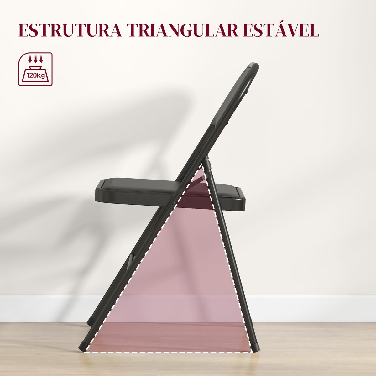 Conjunto de 2 Cadeiras Dobráveis Cadeiras Dobráveis com Encosto e Estrutura de Aço para Sala de Estar Escritório Estúdio 45x46x78 cm Preto — foto 5