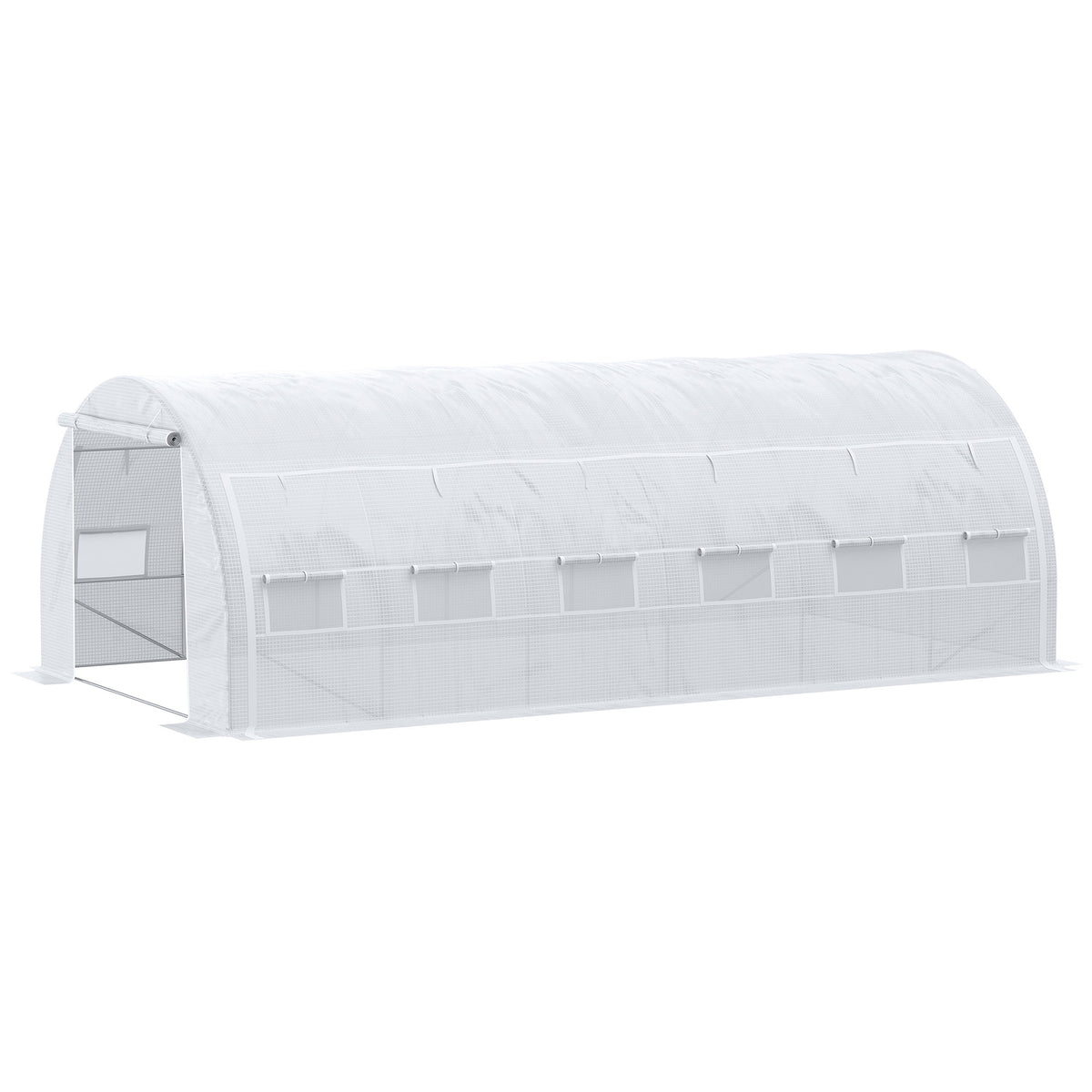 Estufa Tipo Túnel de Jardim 6x3x2m com Porta Enrolável 12 Janelas Cobertura de PE 140g/m² e Metal Galvanizado para Cultivos de Plantas Verduras Branco — foto 1
