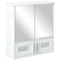 Armário de Casa de Banho com Espelho de Parede com 4 Portas Armário Suspenso com Grande Armazenamento com Prateleira Interior Estilo Moderno 55x17,5x60cm Branco — foto 1