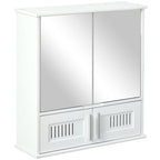 Armário de Casa de Banho com Espelho de Parede com 4 Portas Armário Suspenso com Grande Armazenamento com Prateleira Interior Estilo Moderno 55x17,5x60cm Branco — foto 1
