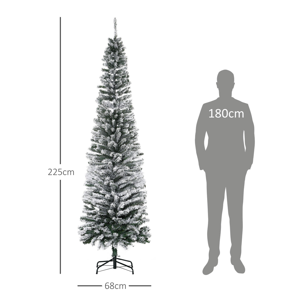 Árvore de Natal 225 cm Árvore de Natal Artificial Nevado com 738 Ramos e Suporte de Metal Árvore de Natal para Sala de Estar Verde e Branco — foto 3