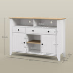 Aparador de Cozinha Mesa para Televisores de 50 Polegadas com 3 Gavetas 2 Armários 2 Prateleiras Abertas e 2 Prateleiras Ajustáveis Estilo Moderno 120x38x81,5 cm Branco — foto 3
