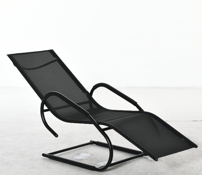 Espreguiçadeira de Jardim Ergonómica com Apoio para a Cabeça e Apoio para os Braços Espreguiçadeira Estofada em tecido Textilene Respirável para Terraço Pátio 59,5x160x83cm Cinza — foto 1