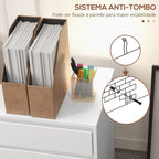 Bloco de Gavetas de Escritório com 4 Gavetas Bloco de Gavetas para Secretária com Rodas Arquivador Móvel para Estudo 46x40x65 cm Branco — foto 6