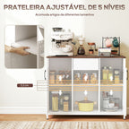 Aparador de 2 Portas com Orifícios Aparador de Sala com 2 Compartimentos e Gaveta Prateleiras Ajustáveis para Cozinha Entrada Dormitório 100x40x80 cm Branco e Castanho Rústico — foto 5