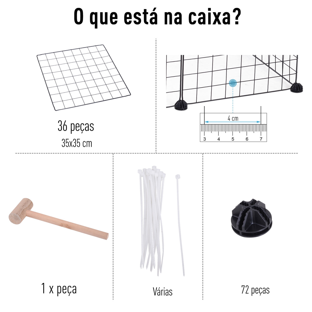 Recinto de Metal para Animais de Estimação Recinto Metálico com 36 Painéis para Pequenos Animais Desmontável DIY 146x73x73 cm Preto — foto 5