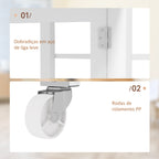 Mesa Dobrável com Asas Dobráveis Mesa de Cozinha com 2 Rodas e Prateleiras Estilo Moderno 120x60x75 cm Branco — foto 6