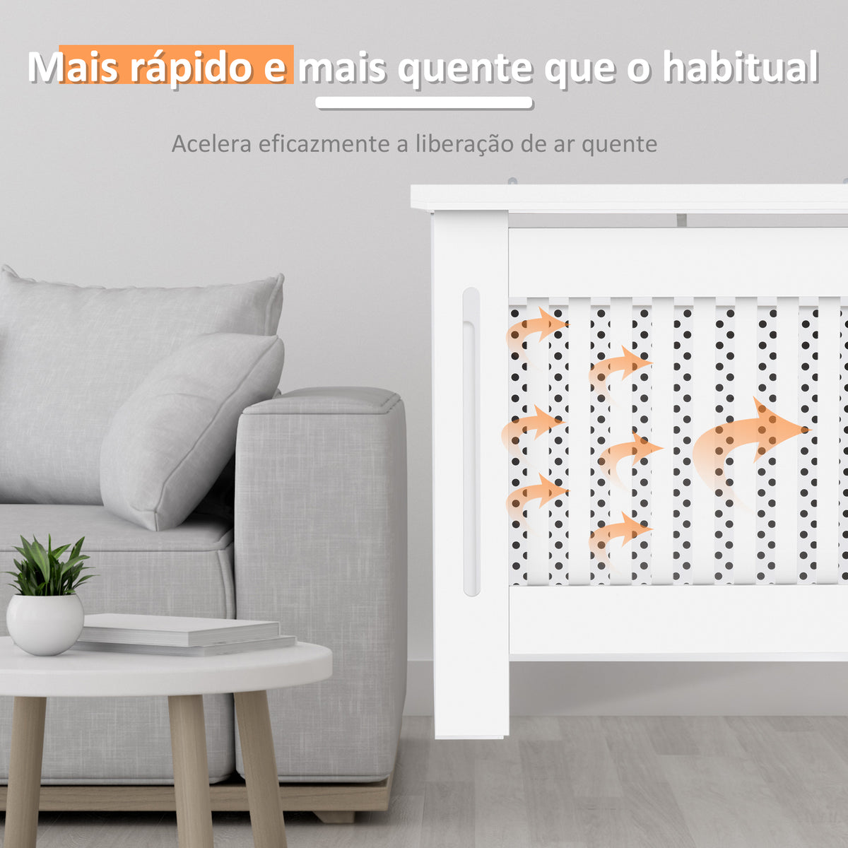 Cobertura de Radiador de MDF Cobertura para Radiador com Prateleira Estilo Moderno 78x19x82 cm Branco — foto 4