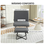 Poltrona Sala de Estar com Apoio para os Pés Poltrona Relax sem Apoio para os Braços com Pés de Aço em Forma de Cruz para Sala de Estar Dormitório Cinza Escuro — foto 4
