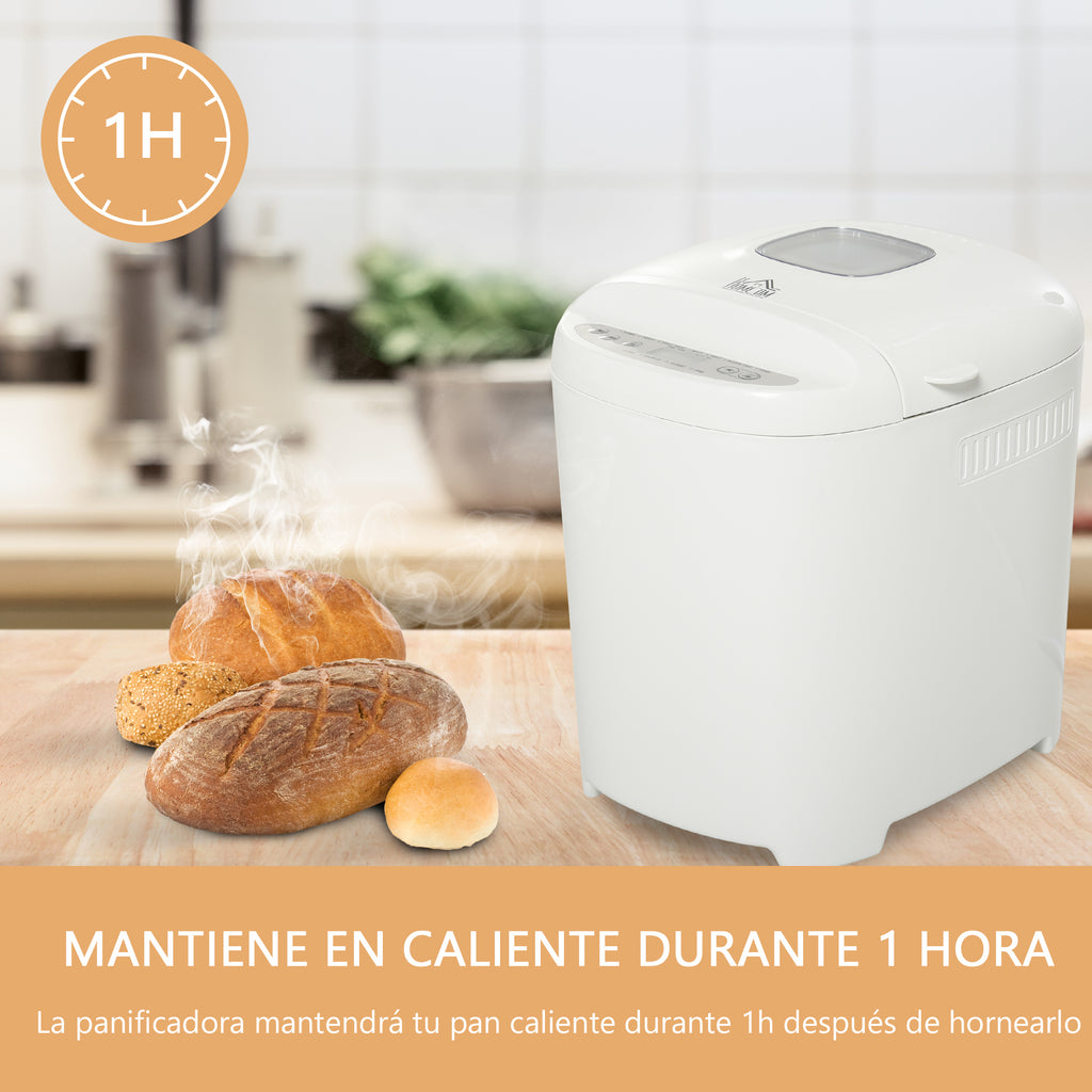 Máquina de Pão Automática com 11 Programas para Pães e Doces com Tela de LCD Temporizador programável de 13 horas em Aço Inoxidável 29,6x23,3x29,2 cm Branco — foto 4