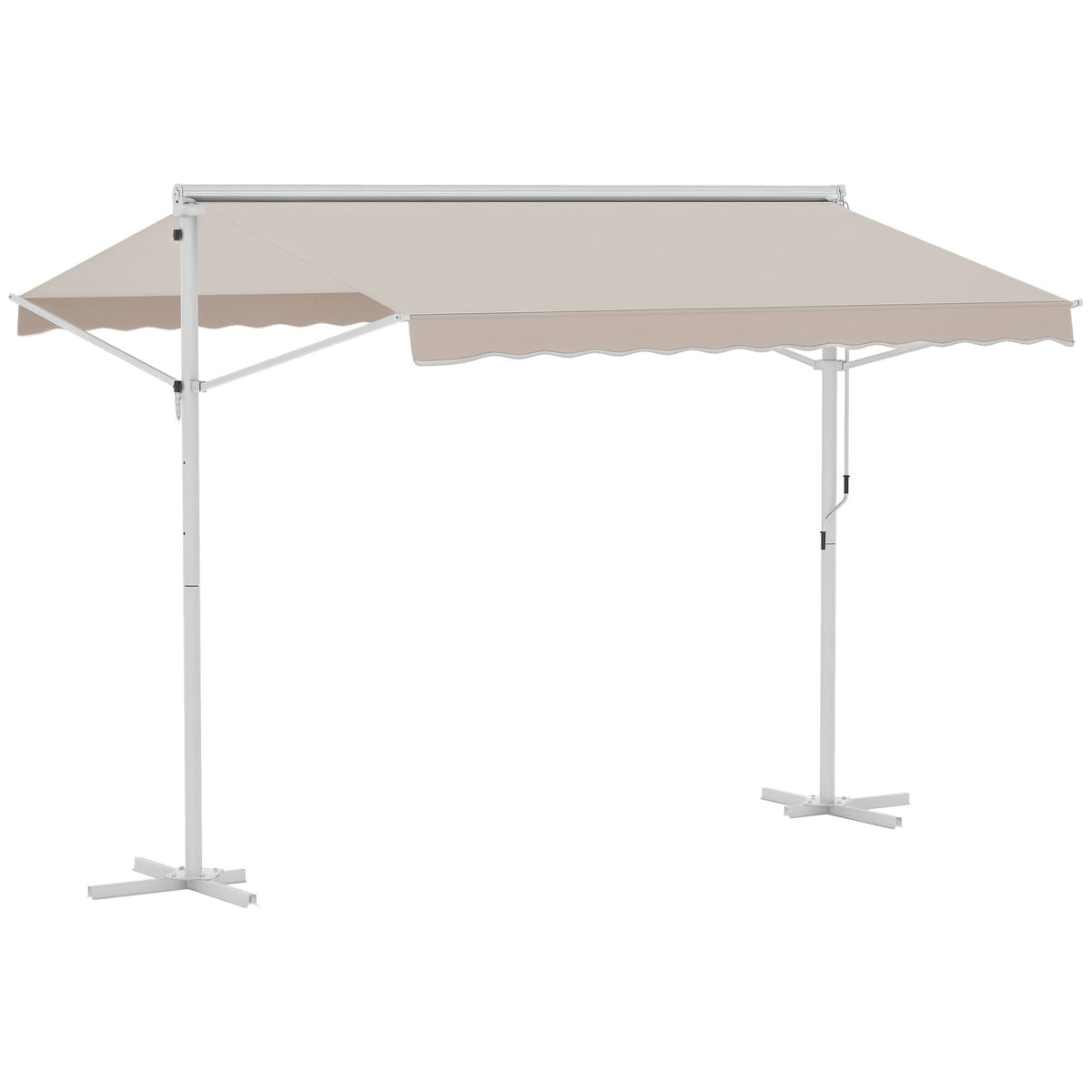 Toldo 300x295x255 cm com manivela ângulo ajustável proteção solar portátil para jardim terraço pátio bege — foto 1