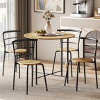 Conjunto de Mesa e Cadeiras de Jantar Compacto, Mesa Redonda com 4 Cadeiras, Estilo Industrial, Estrutura Metálica, Ideal para Espaços Pequenos, Sala de Jantar, Mesa Ø85x76 cm, Natural — foto 2