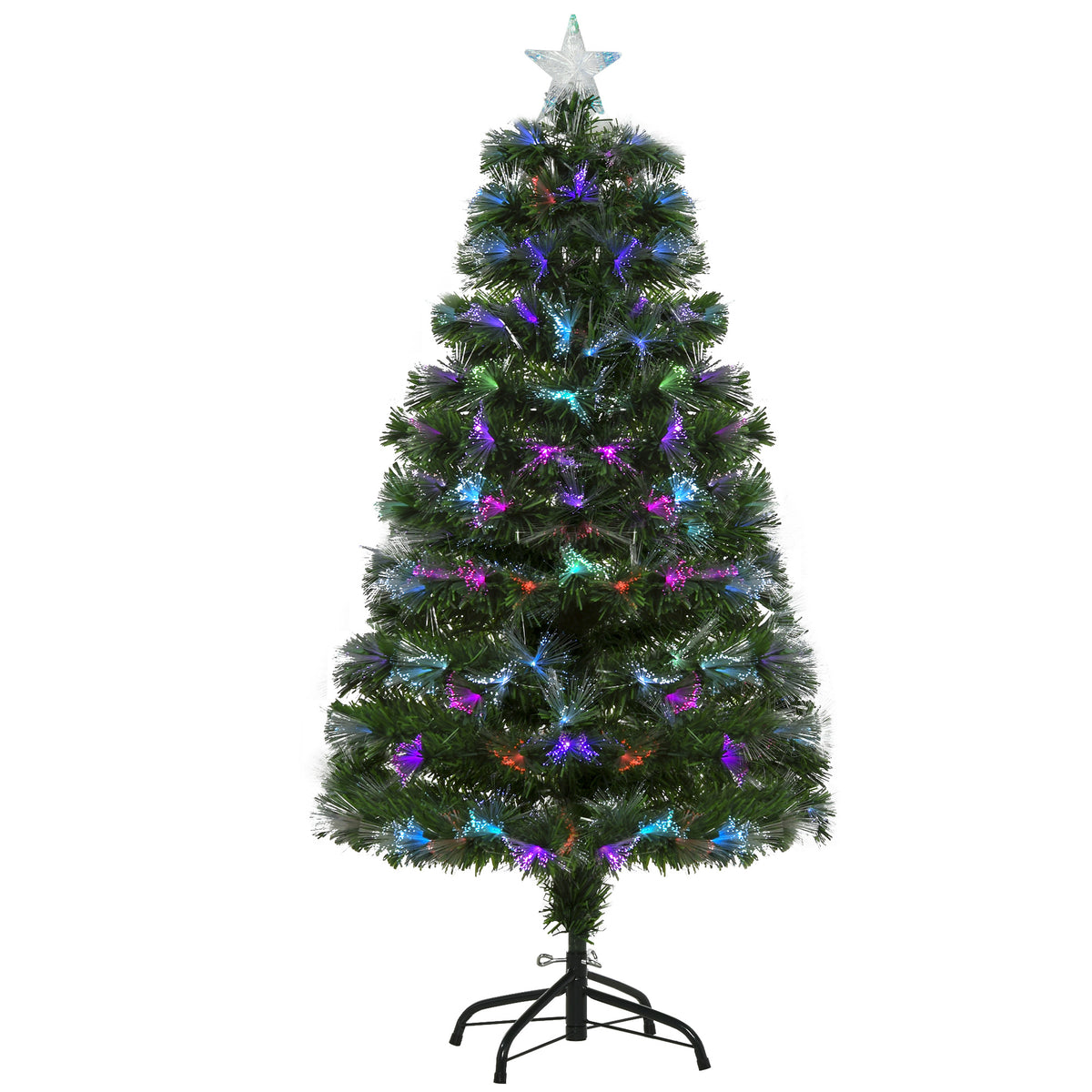 Árvore de Natal 120cm com 130 Luzes LED de Múltiplas Cores e Estrela Decorativa Ø66x120 cm Verde — foto 1