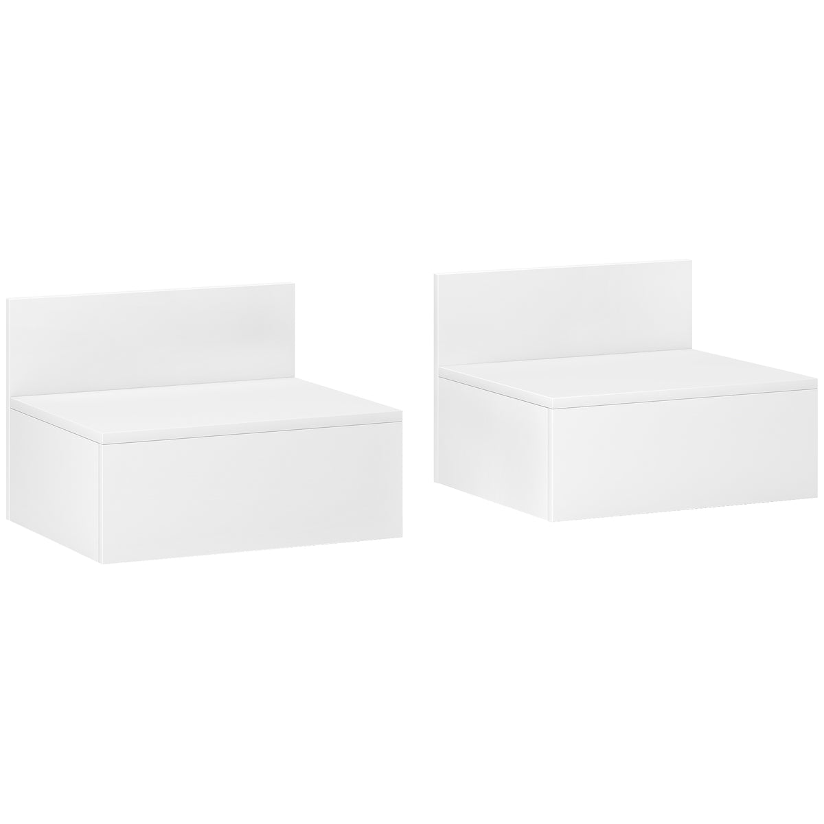 2 Mesas de Cabeceira Flutuante Conjunto de 2 Mesas de Cabeceira de Parede com Gaveta de Armazenamento para Dormitório 43x36,5x30,5 cm Branco — foto 1