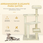 Árvore para gato Poste para arranhar com cama de plataforma e cobertor de sisal de veludo bege - 50x50x100cm — foto 4