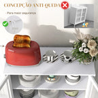 Aparador de 3 Níveis Móvel Auxiliar com Portas de Malha e Prateleira Ajustável Aparador de Cozinha Moderno para Sala 80x37x92 cm Branco — foto 7
