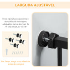Barreira de Segurança para Cães com Porta Pequena Barreira para Animais de Estimação Extensível com Fechamento Automático e Sistema Duplo de Bloqueio 74-101x104,1 cm Preto — foto 6