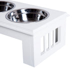 Comedouro Elevado para Cães com Suporte e 2 Tigelas Amovíveis de Aço Inoxidável Alimentador para Animais de Estimação 44x24x15 cm Branco — foto 8