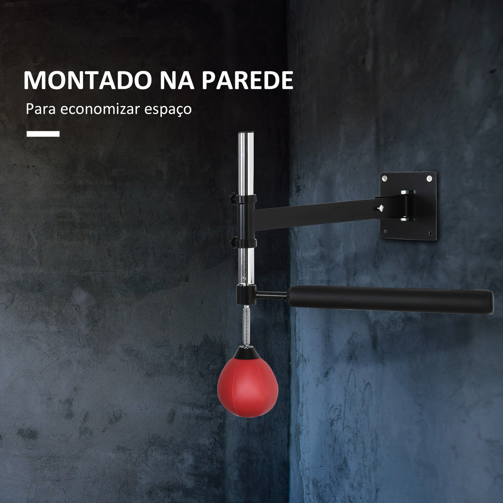 Punching Ball de Boxe Montado na Parede Altura Ajustável com Barra Giratória e Inflador Bola de Velocidade para Adultos e Adolecentes 79x72x20cm Preto e Vermelho — foto 5