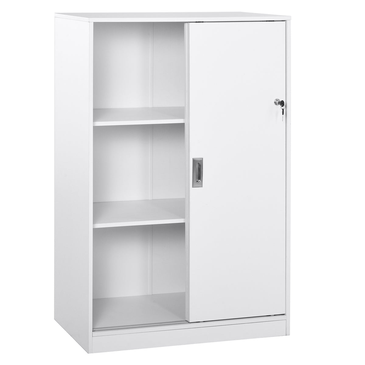Armário de escritório com 2 portas deslizantes e 3 prateleiras para escritorio 80x40x120 cm Branco — foto 1