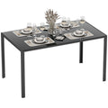 Mesa de Refeição de Vidro Mesa Retangular para 6 Pessoas com Pés de Metal Multifuncional para Cozinha ou Sala 140x80x75 cm Preto — foto 1