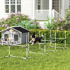 Conjunto de Treinamento de Agilidade para Cães Animais de Estimação 4 Peças Obstáculos de Salto com Altura Ajustável e Bolsa de Transporte para Exteriores 99x65x94 cm Branco — foto 2