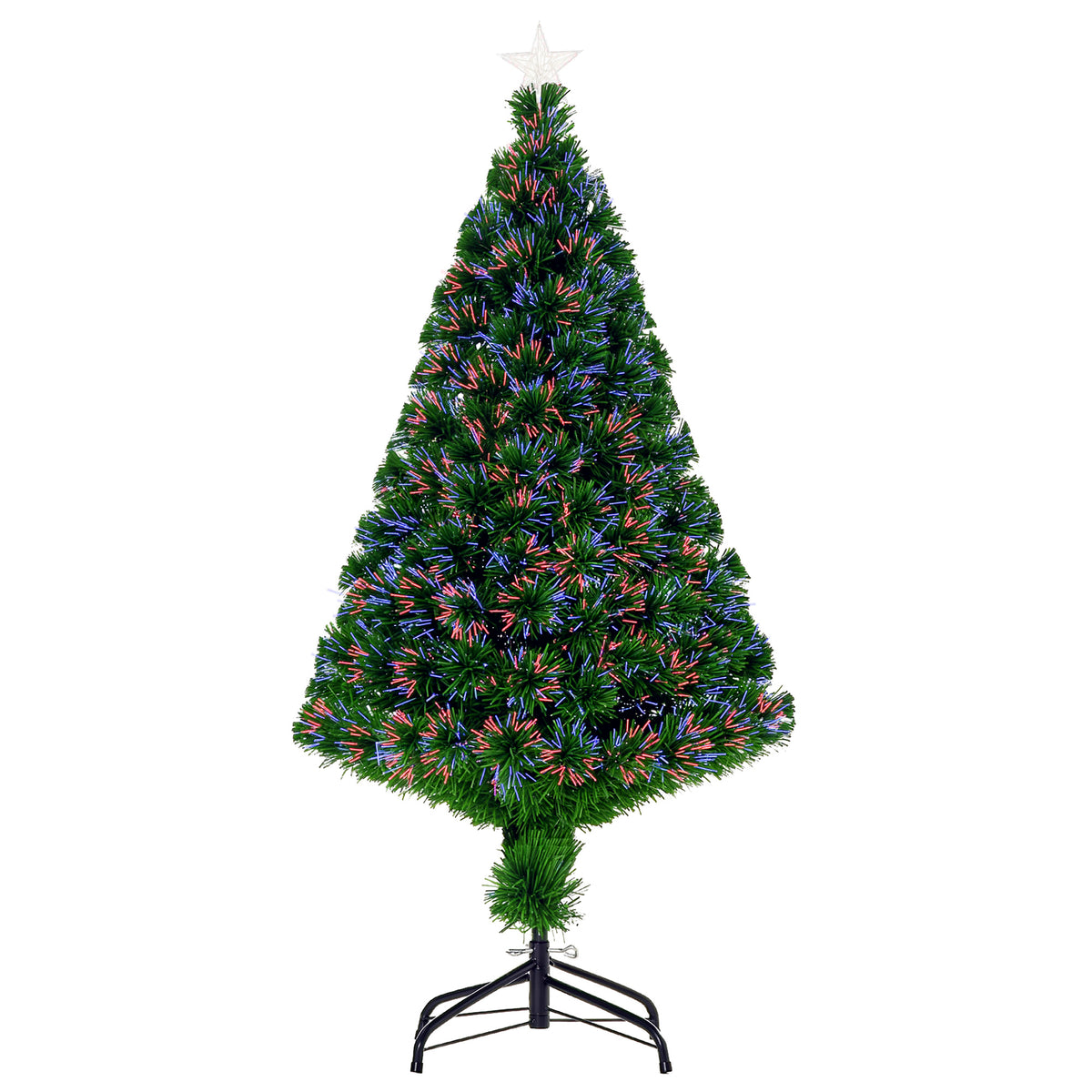 Árvore de Natal Artificial 120 cm Árvore de Natal com Fibra Óptica e Suporte Metálico Decoração de Natal Ø60x120 cm Verde — foto 1