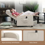 Poltrona de Massagem Poltrona Relax Reclinável com 2 Zonas de Massagem 8 Programas 5 Níveis de Intensidade e Controlo Remoto Estofada em PU 68x88x98 cm Creme — foto 7