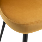 Conjunto de 2 Cadeiras de Sala de Jantar com Asento e Encosto Acolchoados Estofadas em Veludo Suave Desenho Moderno Carga Máxima 90 kg 49x50x77 cm Caramelo — foto 8